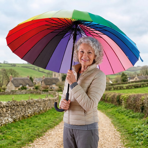 Rib rainbow umbrella - rainbow,